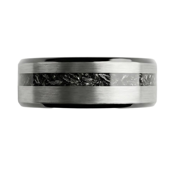 Pheriel Meteorite Band in Tungsten Carbide - Silver