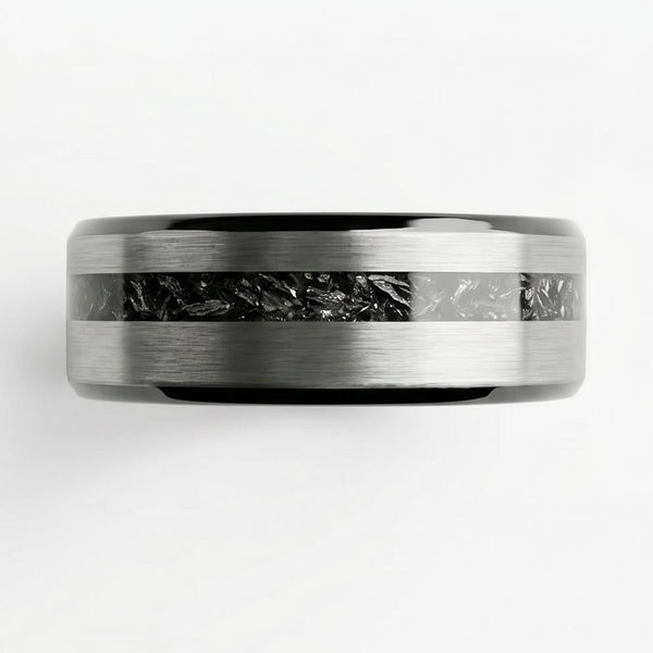 Pheriel Meteorite Band in Tungsten Carbide - Silver