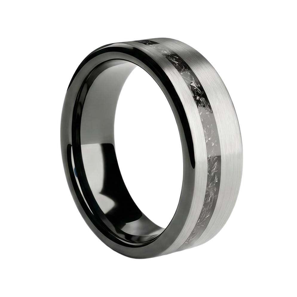Pheriel Meteorite Band in Tungsten Carbide - Silver