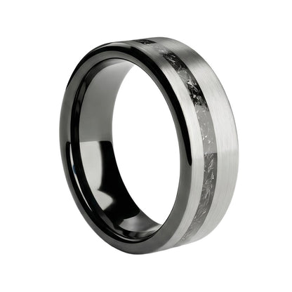Pheriel Meteorite Band in Tungsten Carbide - Silver