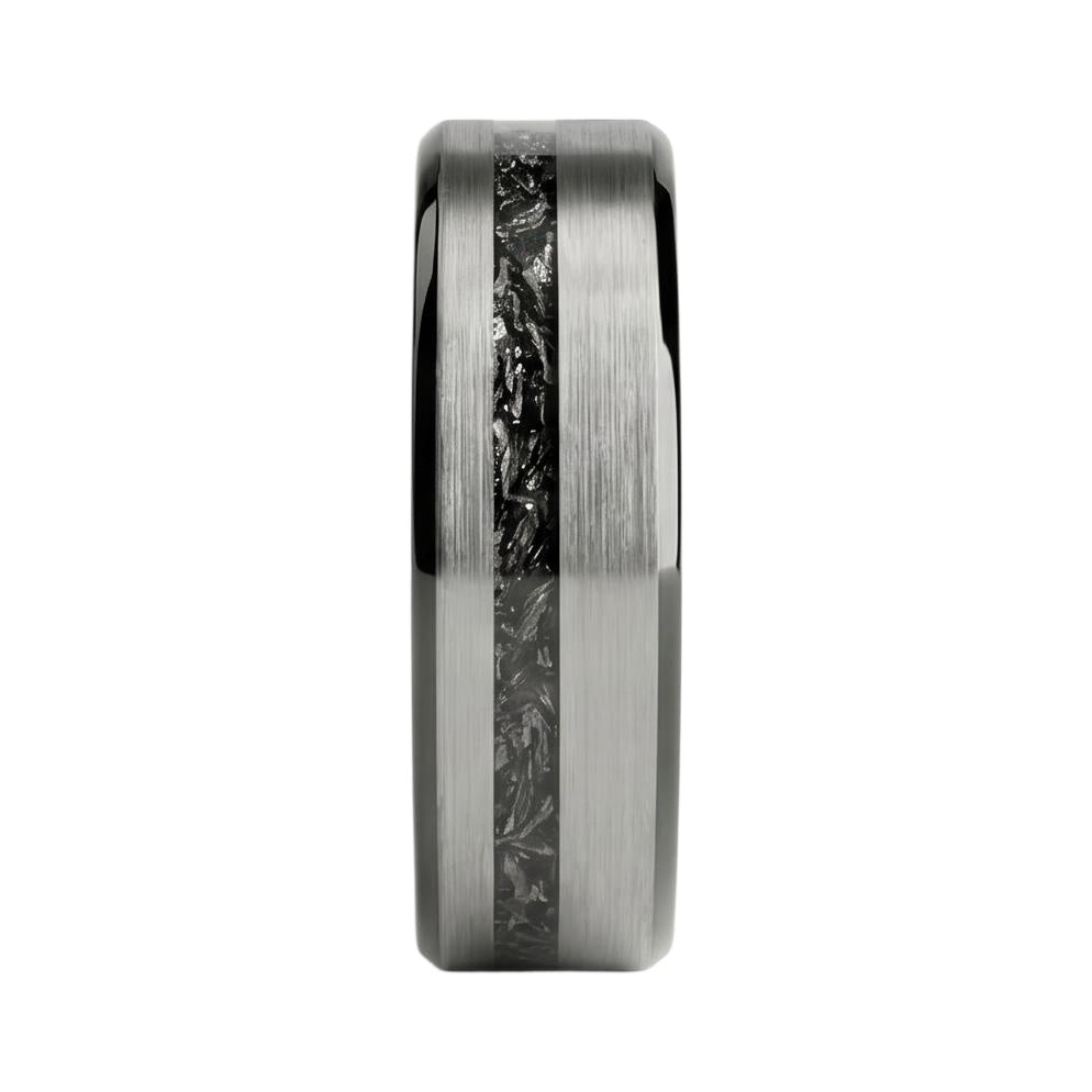 Pheriel Meteorite Band in Tungsten Carbide - Silver