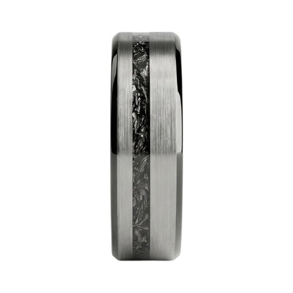 Pheriel Meteorite Band in Tungsten Carbide - Silver