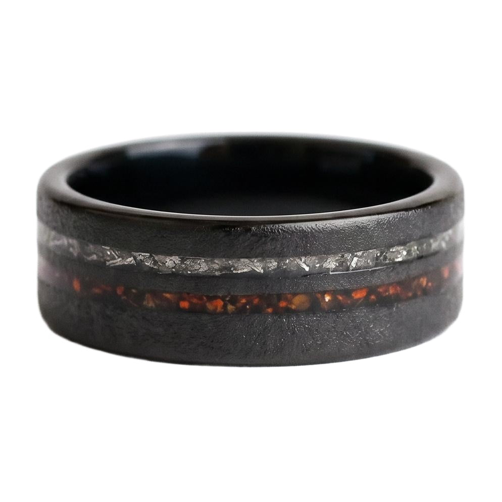 Romawen Meteorite Band in Tungsten Carbide - Blackrhodium