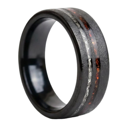 Romawen Meteorite Band in Tungsten Carbide - Blackrhodium