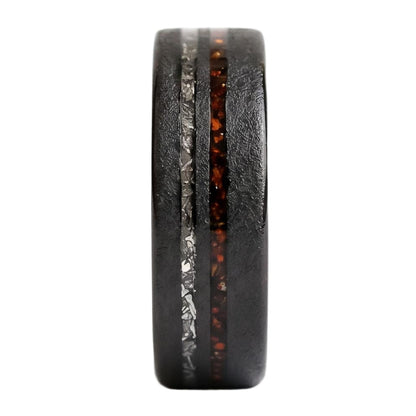Romawen Meteorite Band in Tungsten Carbide - Blackrhodium