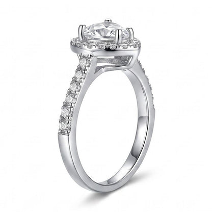 Ulinra 1 Carat Heart Halo Moissanite Ring - Silver