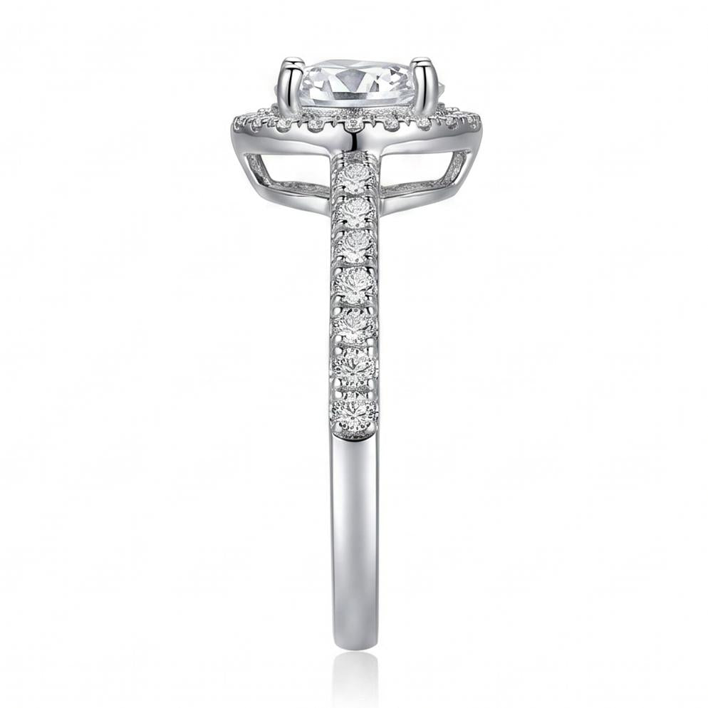 Ulinra 1 Carat Heart Halo Moissanite Ring - Silver