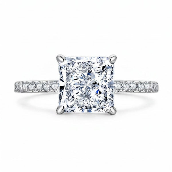 Melithra 3 Carat Radiant Solitaire Moissanite Ring - Silver