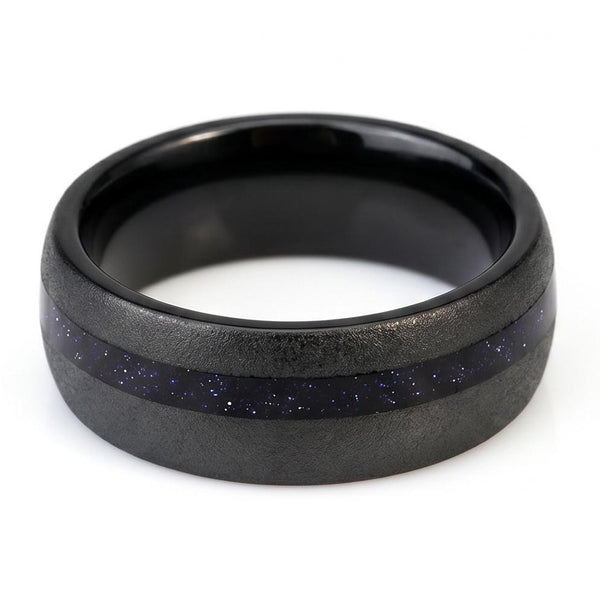 Nothriel Sandstone Band in Tungsten Carbide - Blackrhodium