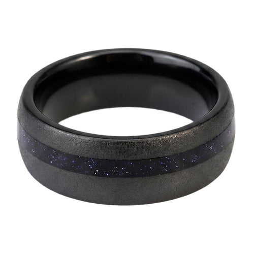 Nothriel Sandstone Band in Tungsten Carbide - Blackrhodium