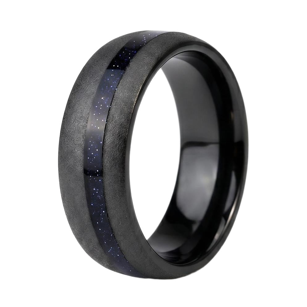 Nothriel Sandstone Band in Tungsten Carbide - Blackrhodium