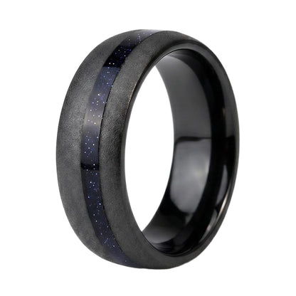 Nothriel Sandstone Band in Tungsten Carbide - Blackrhodium