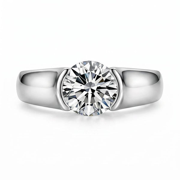 Telynriel 3 Carat Round Brilliant Solitaire Moissanite Ring - Silver