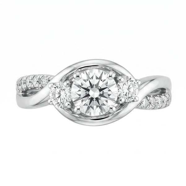 Moraviel 2 Carat Round Brilliant Three-stone Moissanite Ring - Silver