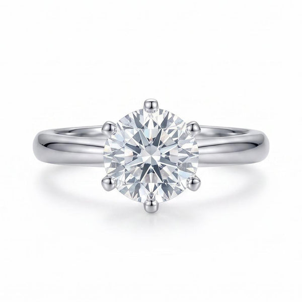 Ilyndra 5 Carat Round Brilliant Solitaire Moissanite Ring - Silver