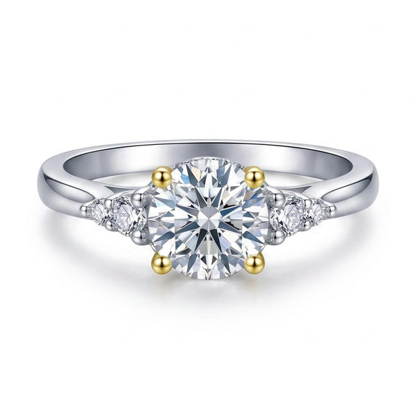 Gwynoria 2 Carat Round Brilliant Three-stone Moissanite Ring - Silver