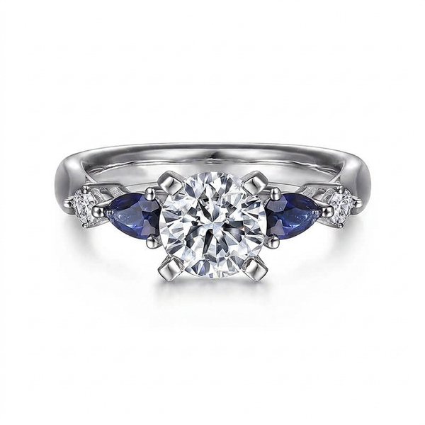 Duvriel 3 Carat Round Brilliant Three-stone Moissanite Ring - Silver