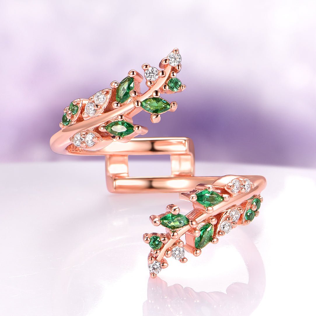 Aevriel 1.4 Carat Oval Stackable Moss Agate Ring Set