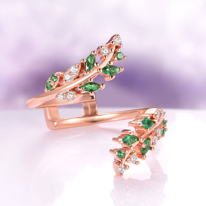Aevriel 1.4 Carat Oval Stackable Moss Agate Ring Set