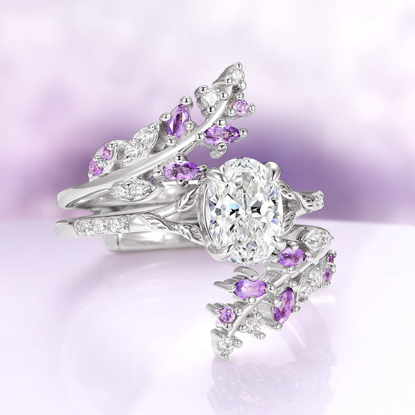 Asteriel 1.4 Carat Oval Stackable Moissanite Ring Set in 925 Silver