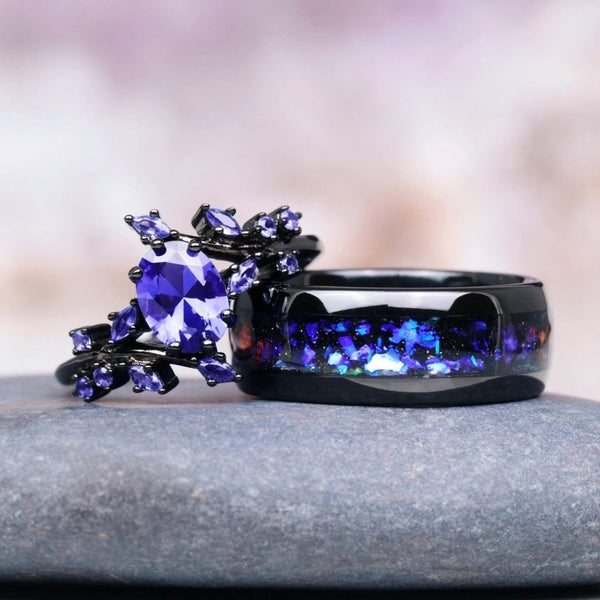 Valestra 1.4 Carat Oval Solitaire Sapphire Ring in Black Rhodium