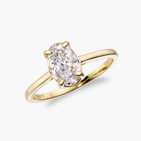 Wesoria 1.4 Carat Oval Solitaire Moissanite Ring in 18K Yellow Gold