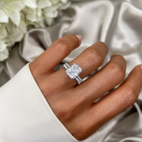 Torawen 4 Carat Radiant Stackable Moissanite Ring Set in 925 Silver