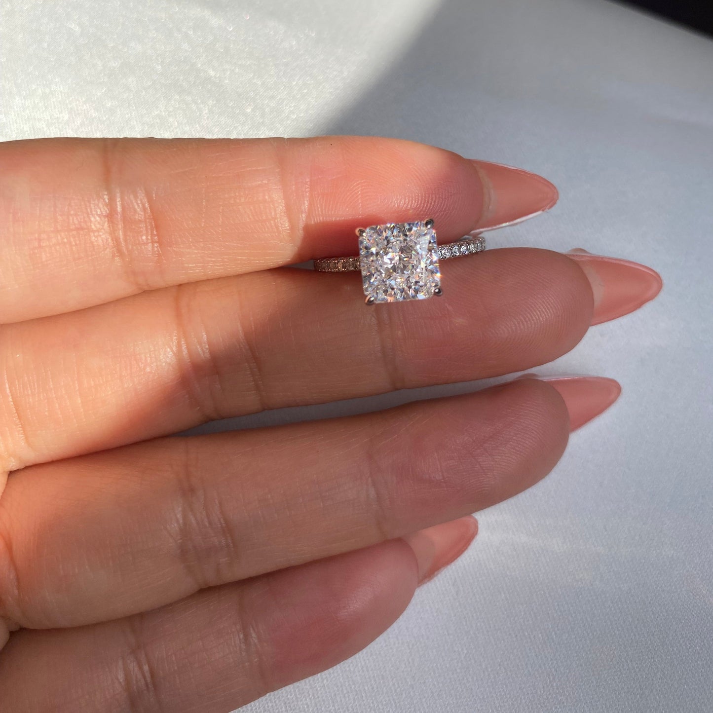 Melithra 3 Carat Radiant Solitaire Moissanite Ring in 925 Silver