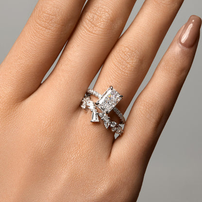 Yeloria 2.3 Carat Radiant Solitaire Moissanite Ring in 925 Silver