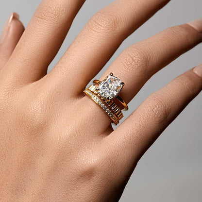 Lirawen 3.5 ct cushion-cut moissanite solitaire ring with hidden halo design on hand