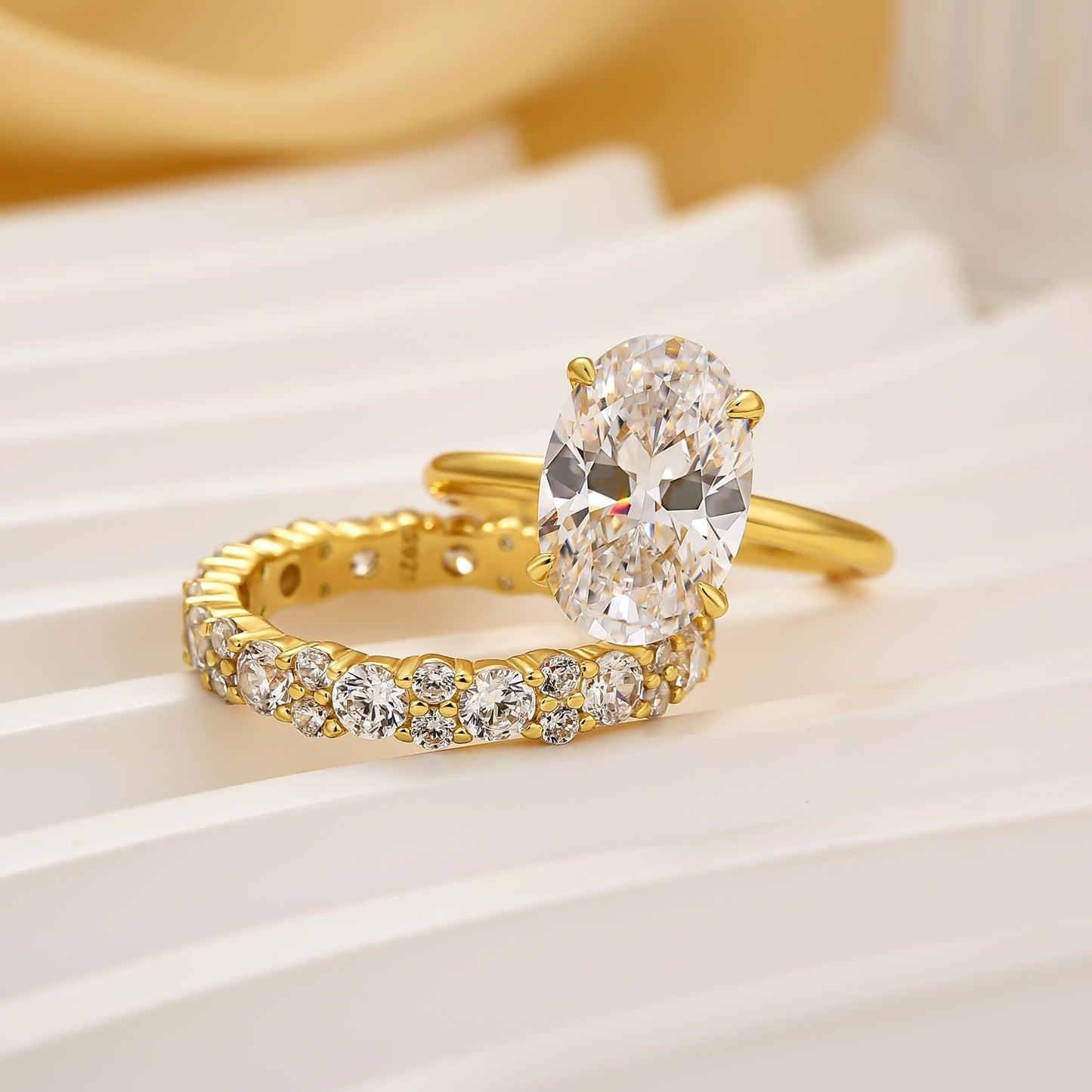 Lorianwen 4 Carat Oval Stackable Moissanite Ring