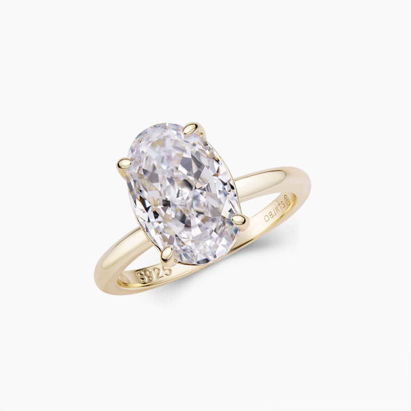 Deus Ring Pherinwen with oval-cut 3-carat moissanite and crushed ice effect solitaire design