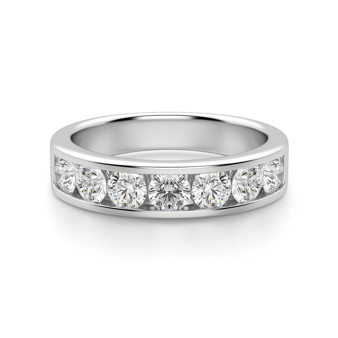 Rhovariel 1 Carat Round Brilliant Half Eternity Moissanite Band in 925 Silver