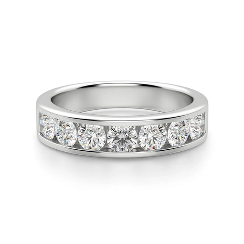 Rhovariel 1 Carat Round Brilliant Half Eternity Moissanite Band in 925 Silver