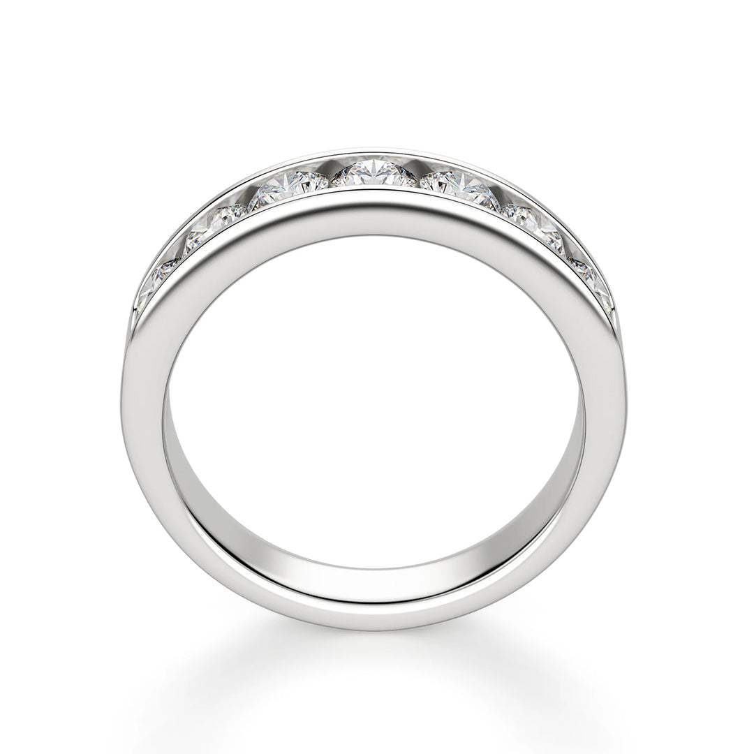 Rhovariel 1 Carat Round Brilliant Half Eternity Moissanite Band in 925 Silver