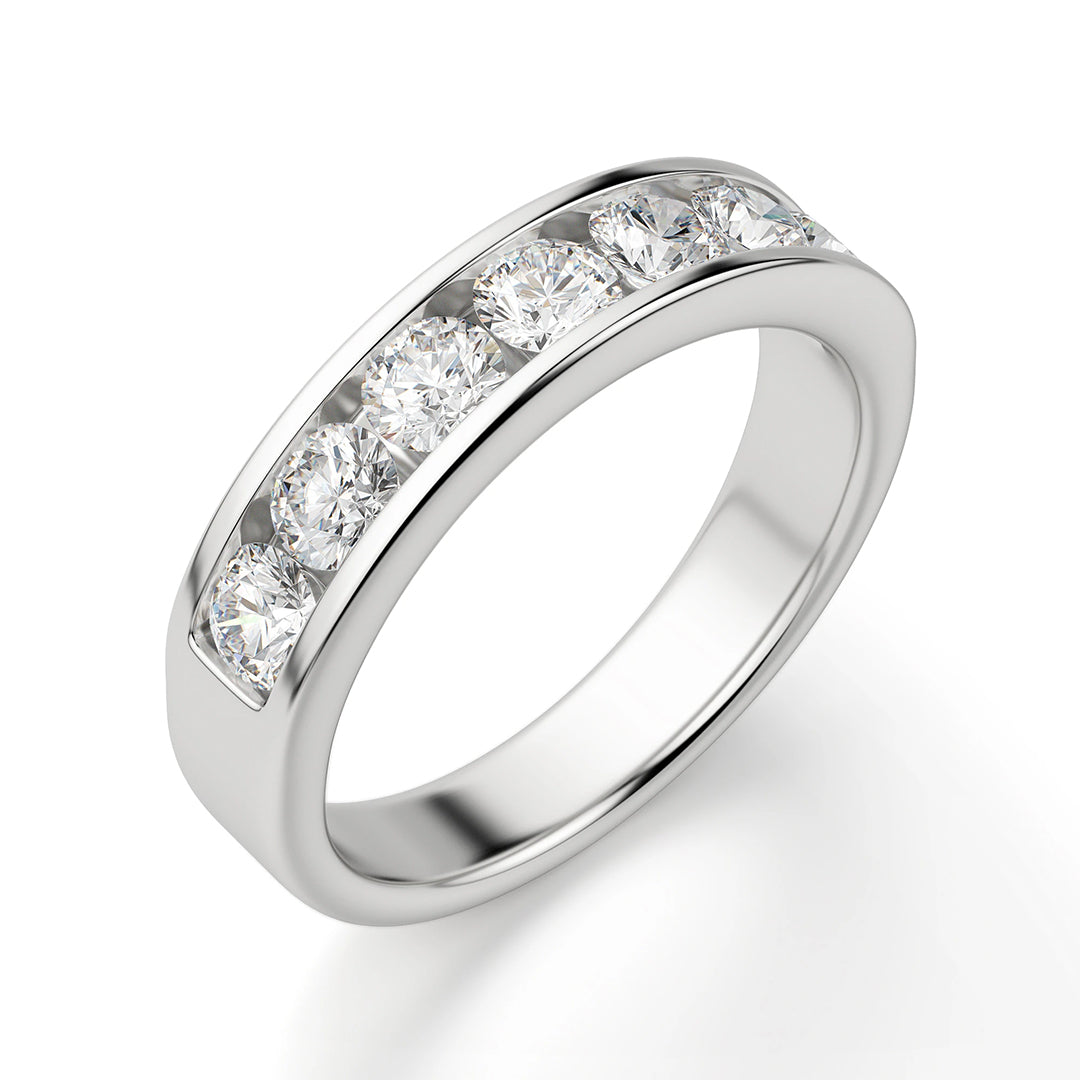 Rhovariel 1 Carat Round Brilliant Half Eternity Moissanite Band in 925 Silver