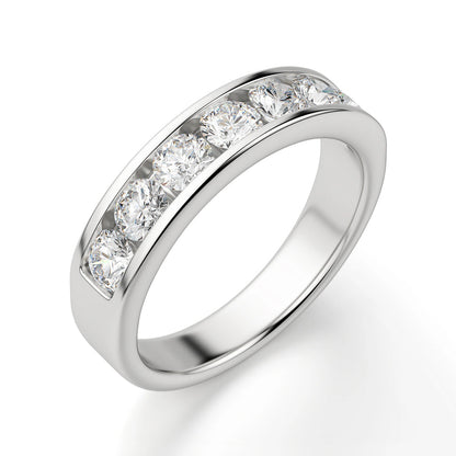 Rhovariel 1 Carat Round Brilliant Half Eternity Moissanite Band in 925 Silver