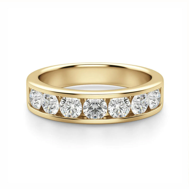 Rhovariel 1 Carat Round Brilliant Half Eternity Moissanite Band in 925 Silver