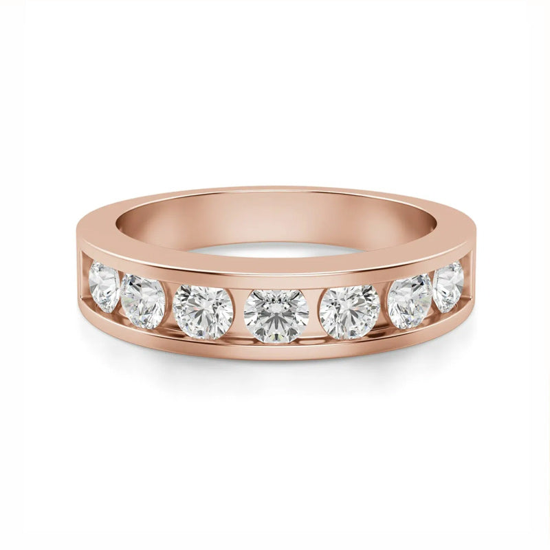 Rhovariel 1 Carat Round Brilliant Half Eternity Moissanite Band in 925 Silver
