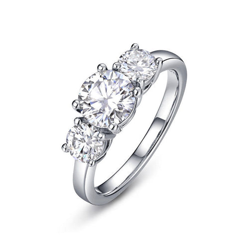 Cariniel 4 Carat Round Brilliant Three-stone Moissanite Ring
