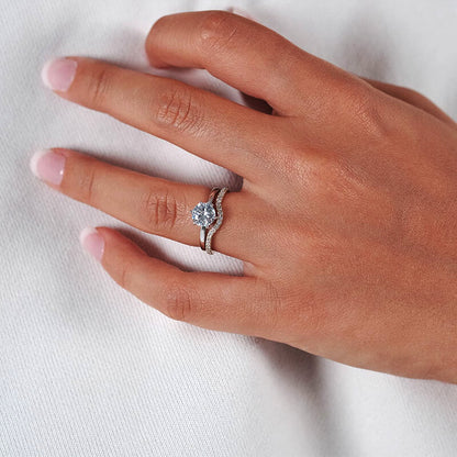 Ulenria 0.4 Carat Round Brilliant Half Eternity Moissanite Band in 925 Silver