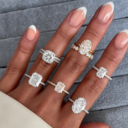 Pelenria 2 Carat Round Brilliant Halo Moissanite Ring Set in 925 Silver