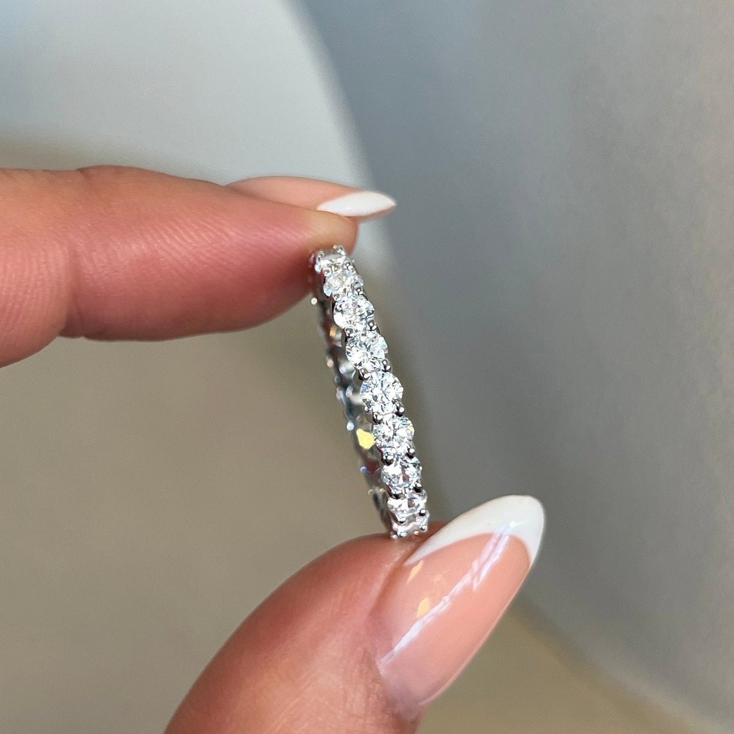 Xoraviel 2 Carat Round Brilliant Eternity Moissanite Band in 925 Silver