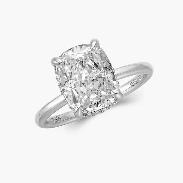 Lirawen 3.5 ct cushion-cut moissanite solitaire ring with hidden halo design