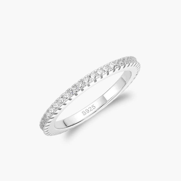 Ignis Ring eternity band with pavé round moissanite stones in sterling silver S925