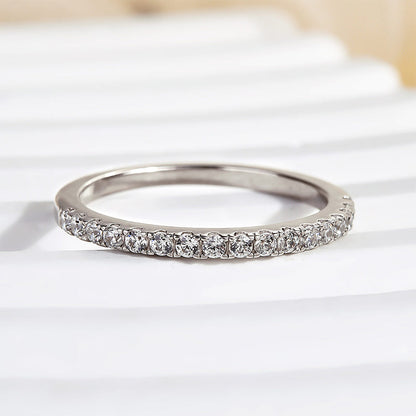 Welariel 0.5 Carat Round Brilliant Half Eternity Moissanite Band in 925 Silver