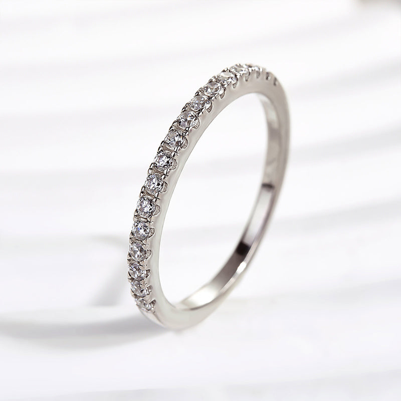 Welariel 0.5 Carat Round Brilliant Half Eternity Moissanite Band in 925 Silver