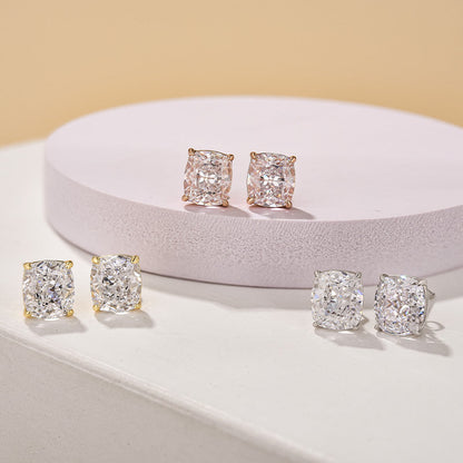 Lethrien 2 Carat Cushion Moissanite Earrings