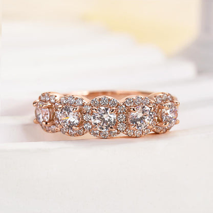 Aurawen 1.5 Carat Round Brilliant Half Eternity Moissanite Band in 925 Silver