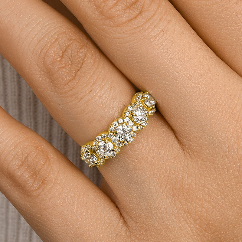 Aurawen 1.5 Carat Round Brilliant Half Eternity Moissanite Band in 925 Silver